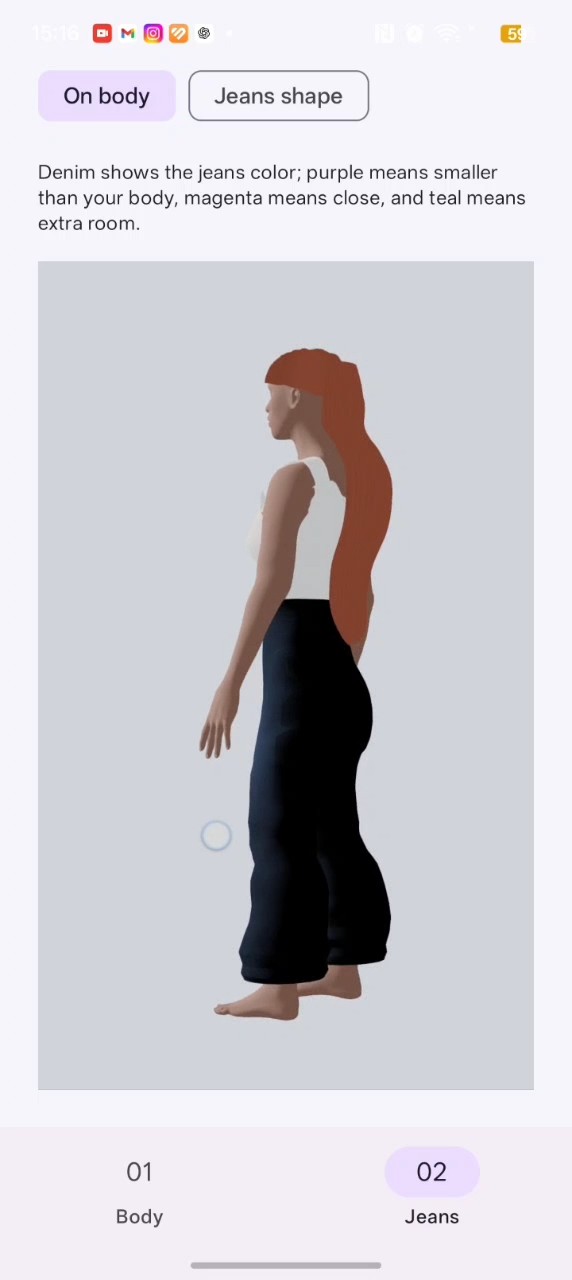Fit avatar wearing the flare jeans