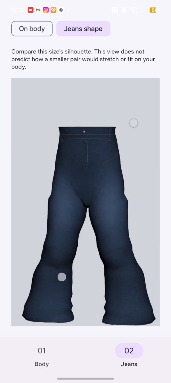 Fit garment-only visual model of the flare jeans